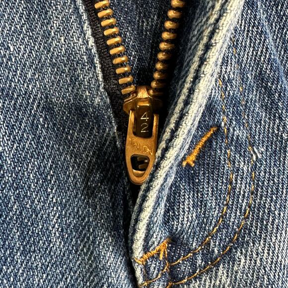 True Vintage 70s Orange Tab Levis Jeans 40x32 Medium Wash Lined Talon Zipper - Picture 7 of 7